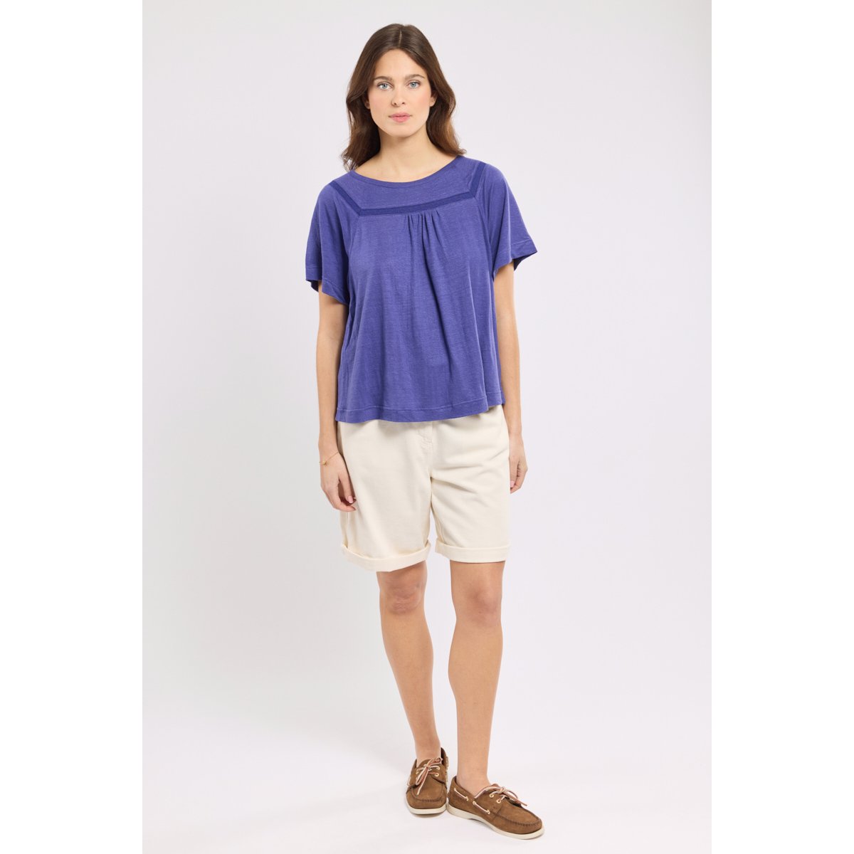 T-shirt Clyde en lin navy blue, TERRE & MER