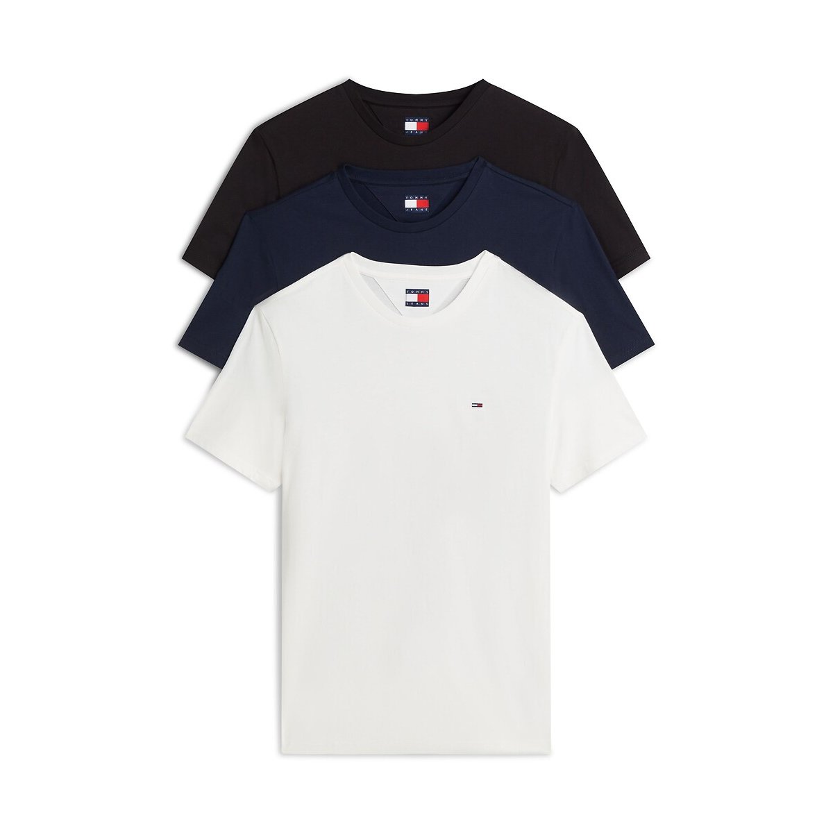 Lote de 3 T-shirts de mangas curtas preto + marinho + branco, TOMMY JEANS