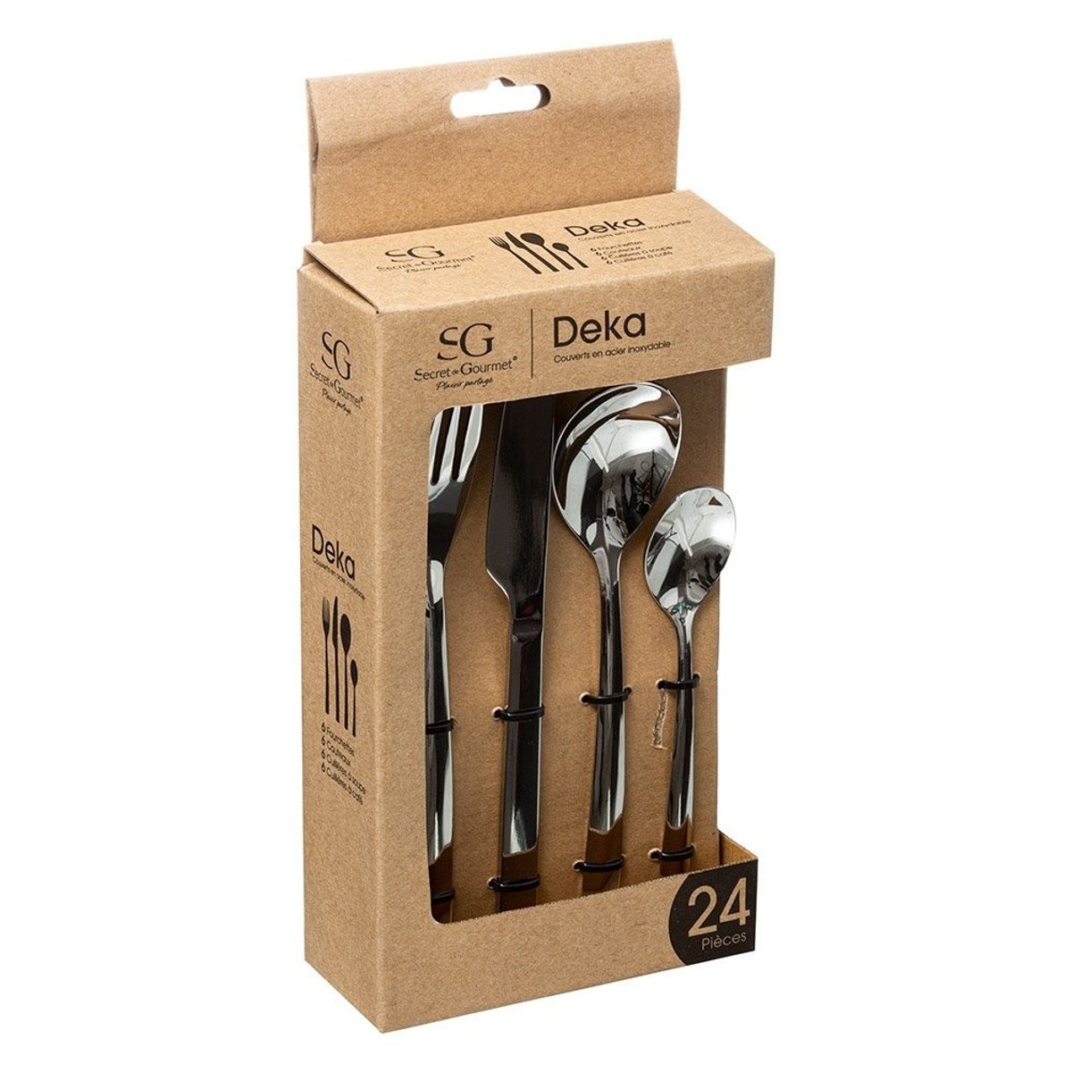 Ménagère inox 24 pièces Deka gris, ATMOSPHERA
