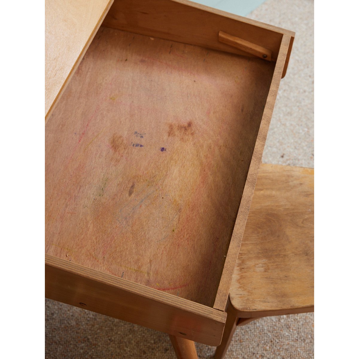 Bureau d'écolier vintage style scandinave Edouard N°1087 - Bon état bois clair, DEBONGOUT