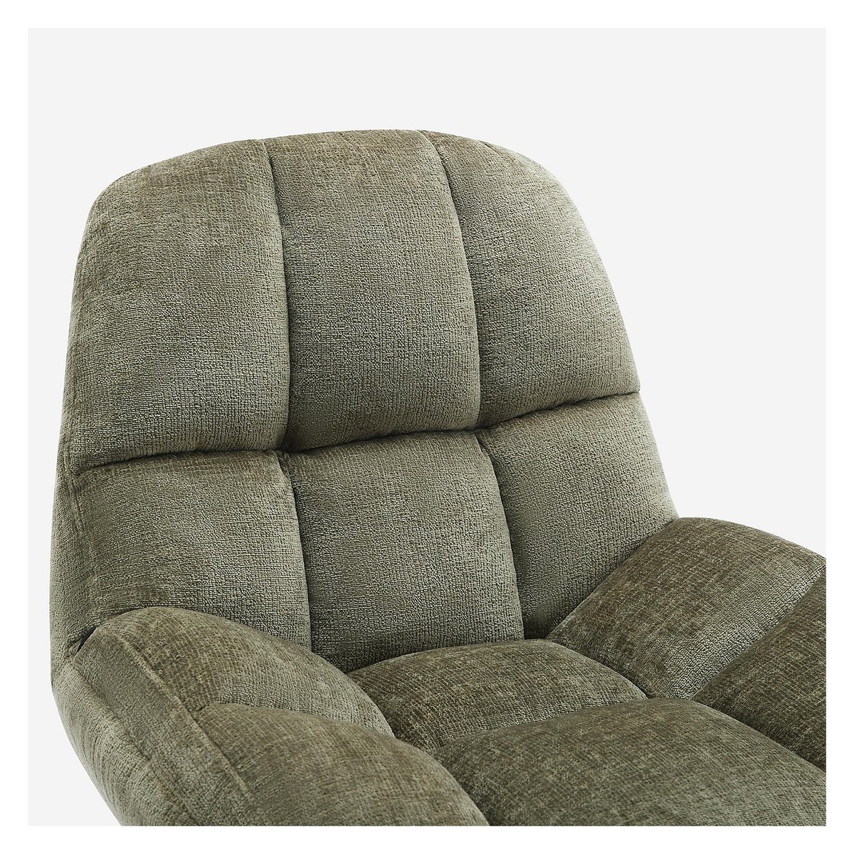 Fauteuil pivotant en tissu chenille et métal mat MOGLIANO kaki, HABITAT