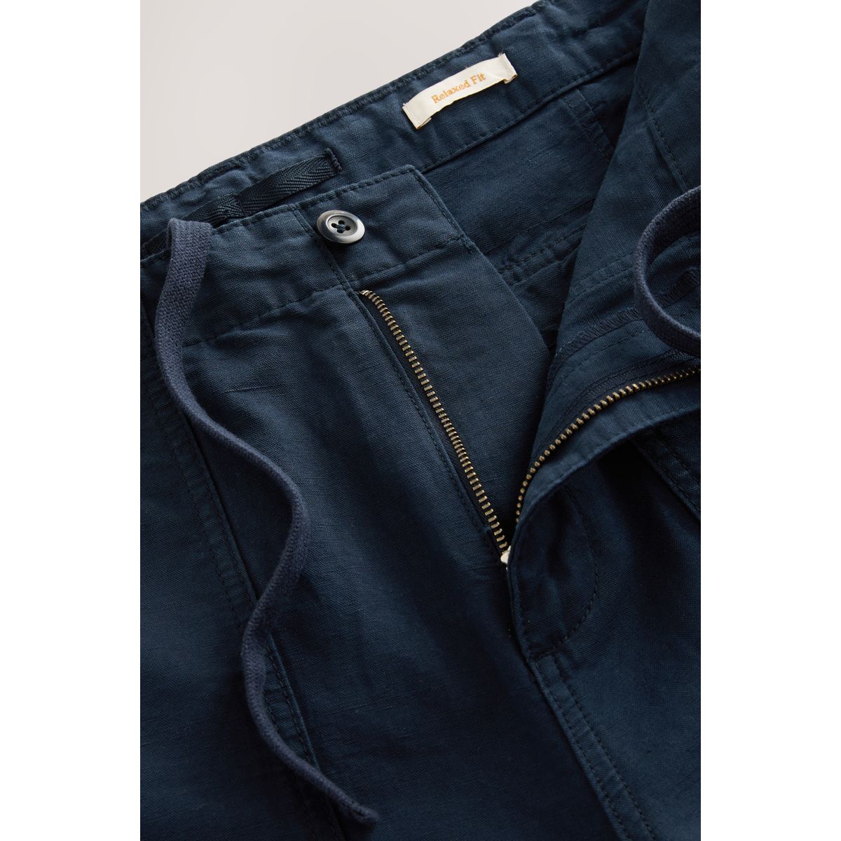 Pantalon en lin et coton avec poches fatigue bleu marine, NEXT