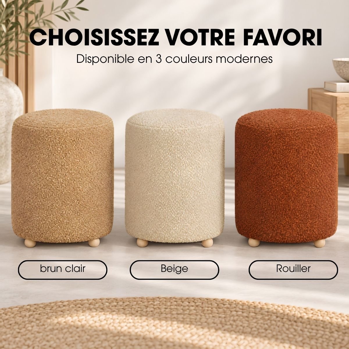 Tabouret YVES beige, MICA DECORATIONS