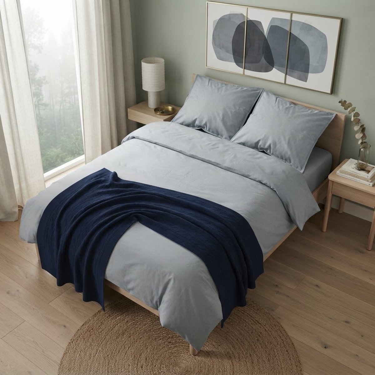 Housse de couette en coton Bien être gris, EDEN