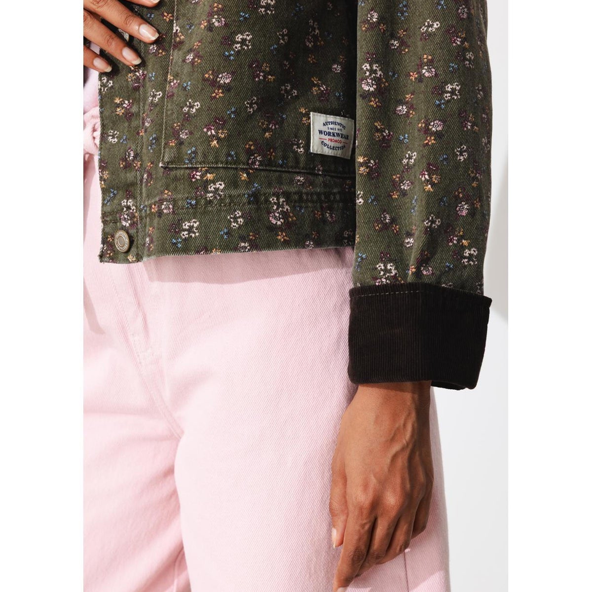 Veste workwear fleurie imprimé kaki, PROMOD