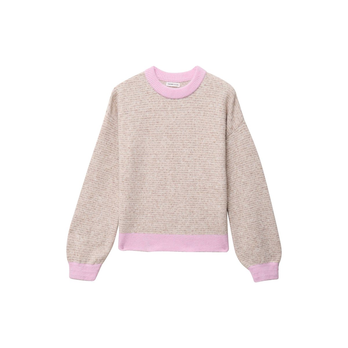 Pull ample col rond manches longues marron, CACHE CACHE
