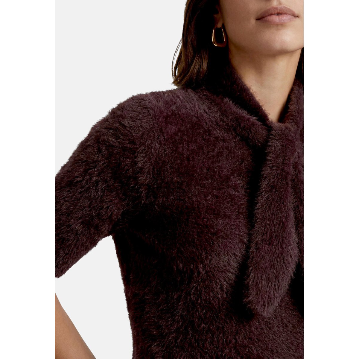 Pull-over en maille manches courtes chocolate plum, ZERO