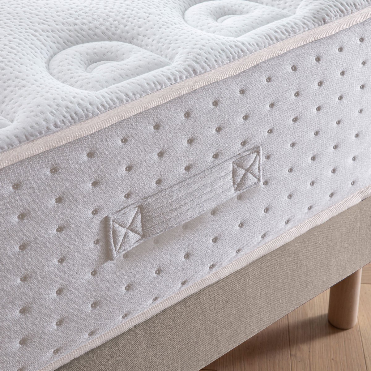 Ensemble - Matelas ferme + sommier + Tête de lit Blanc/Beige LE VERITABLE blanc, beige, DODO