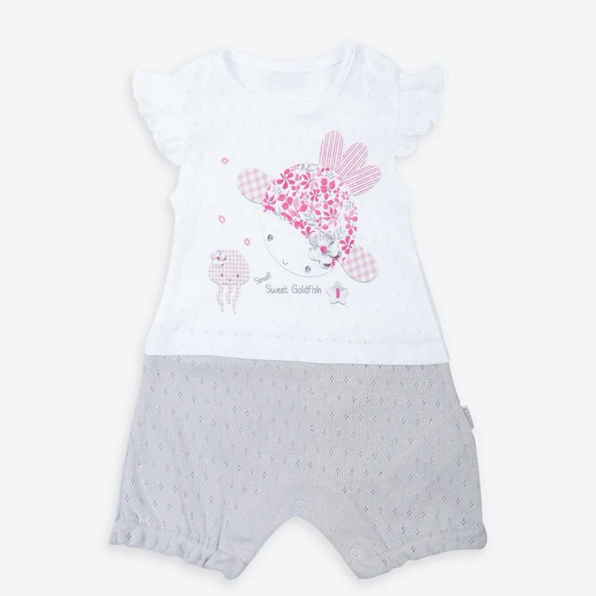 Combishort en coton jacquard biologique, Doris blanc / gris, KITIKATE