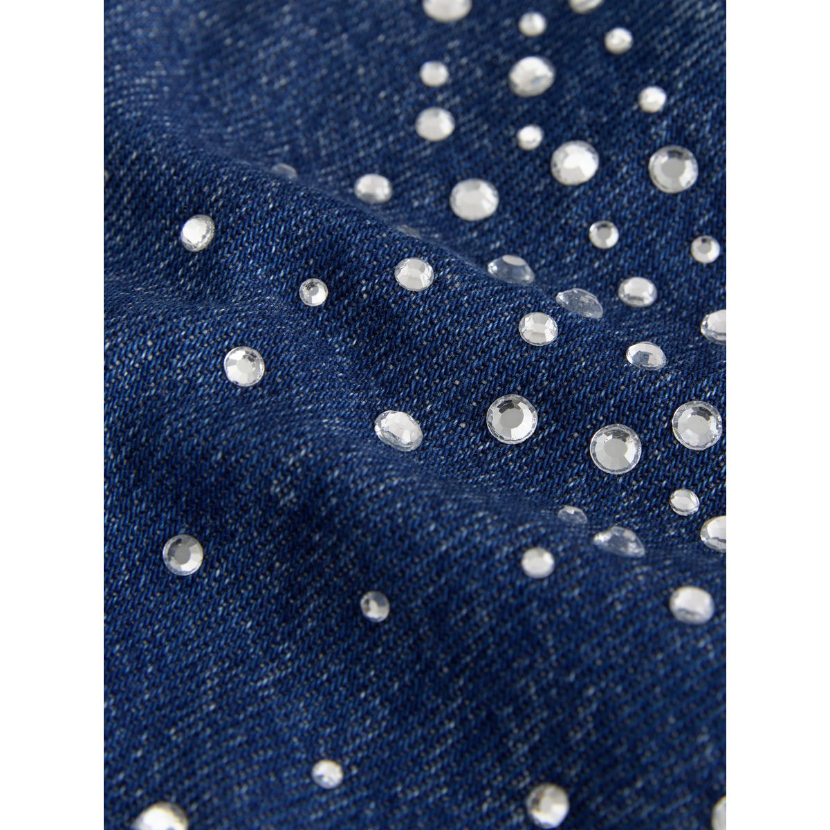Jupe en denim détail de strass bleu moyen, NEXT