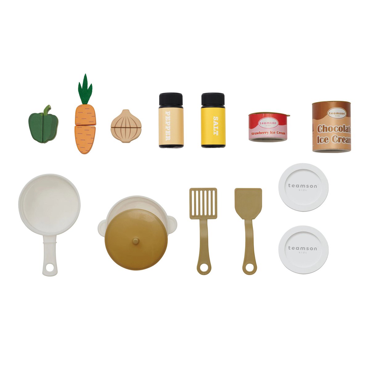 Cuisine jouet bois modulable, 14 accessoires, Vert, LITTLE CHEF vert, TEAMSON KIDS