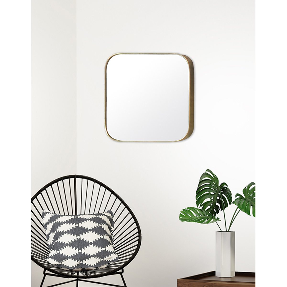 Miroir carré aux bords fins 60x60cm or, EMDE