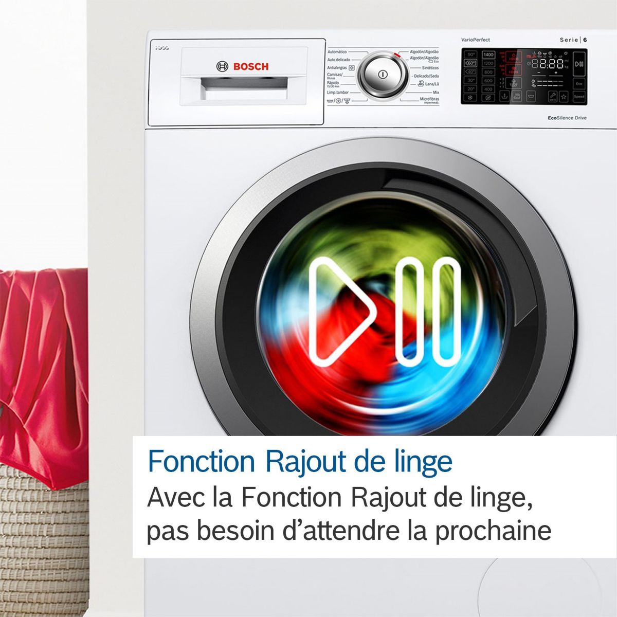 Lave linge hublot WGE02203FR - 7 kg - 1200 tr/min - Classe A - Moteur induction - Série 2 couleur unique, BOSCH