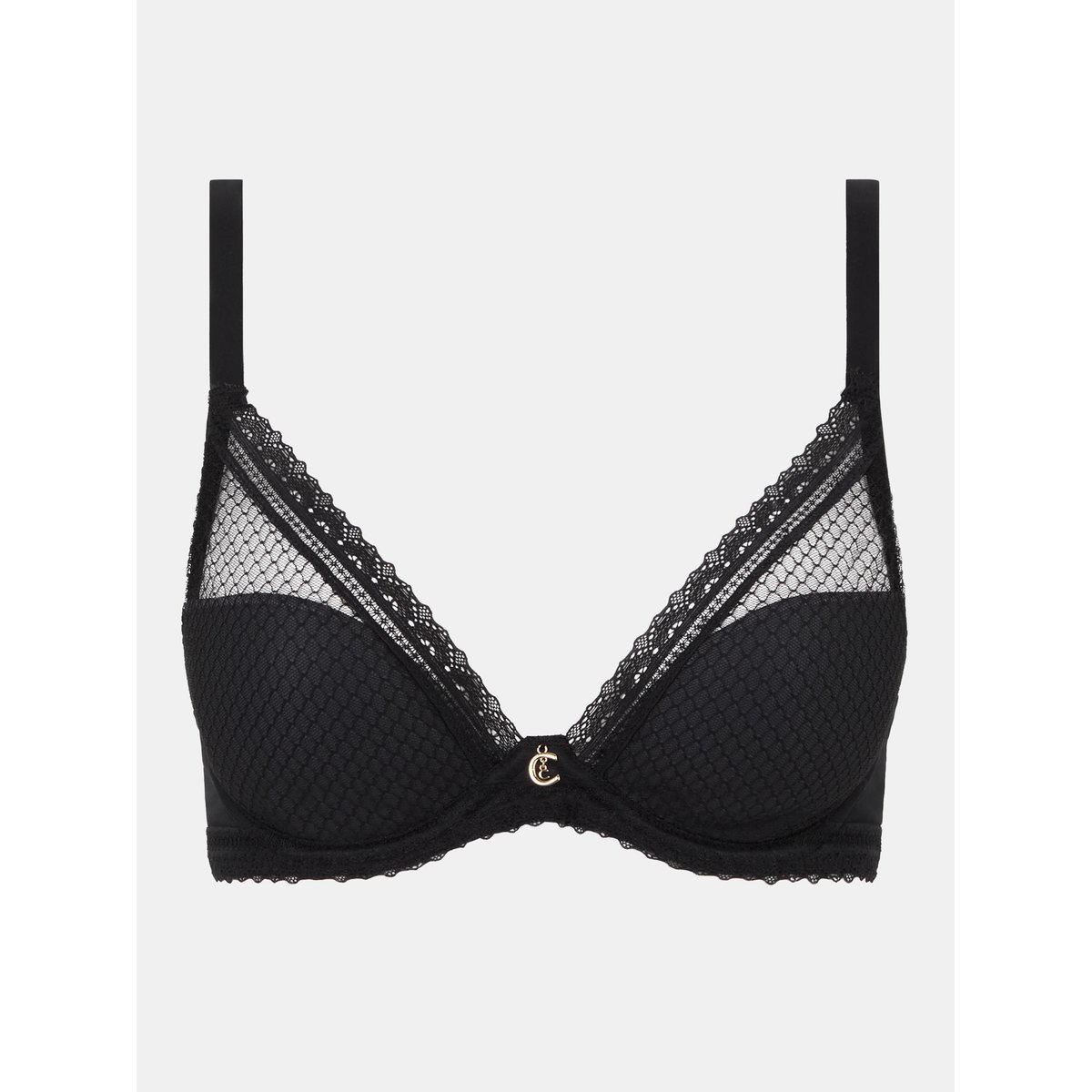 Soutien-gorge coques plongeant ROMANCE noir, CHANTELLE