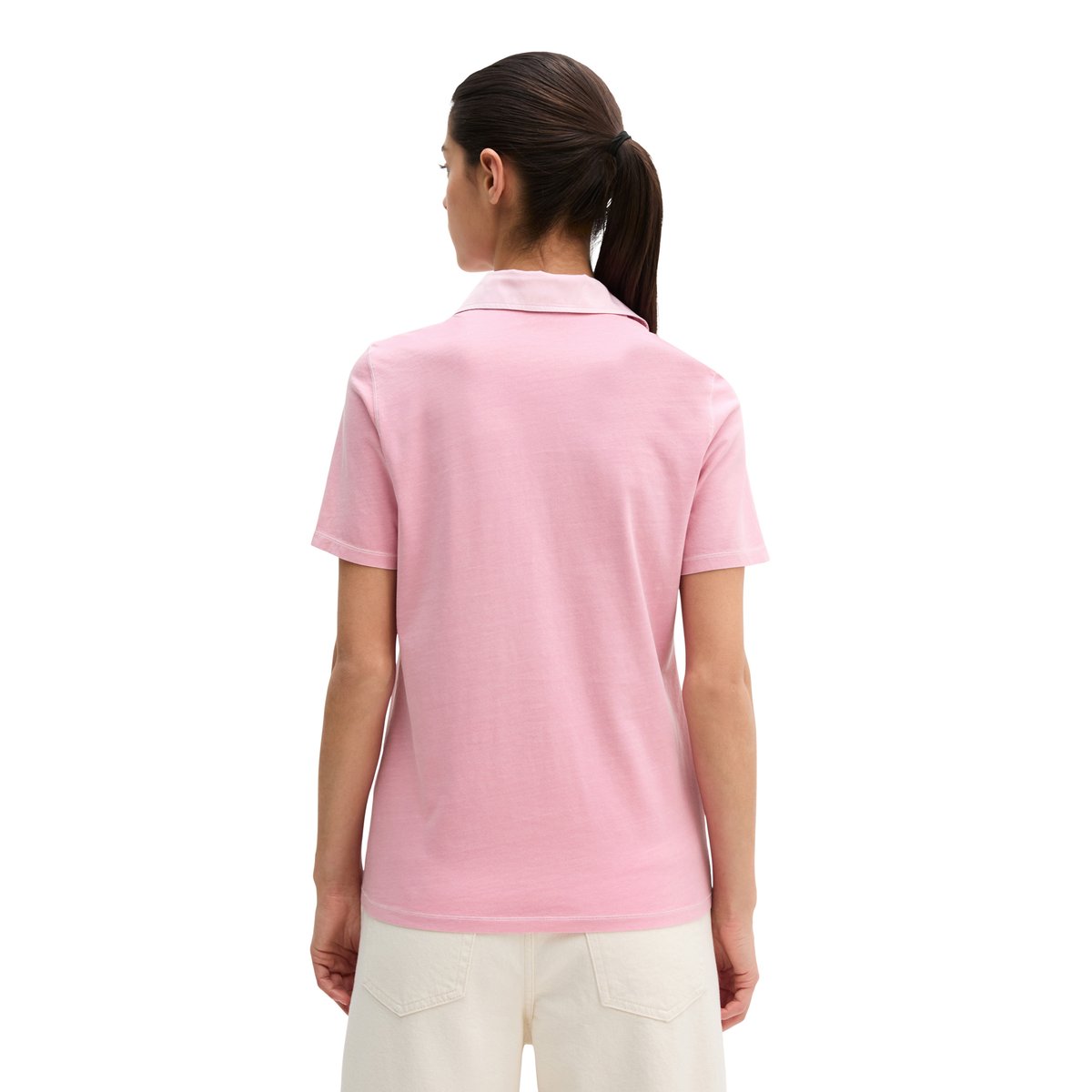 Polo à manches courtes slim avec détails de mélange de matériaux rose, MARC O'POLO