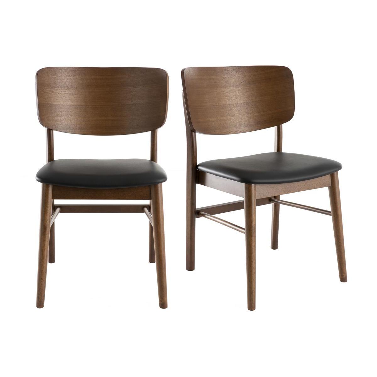 Chaises scandinaves en bois (lot de 2) SHELDON noyer / noir, MILIBOO