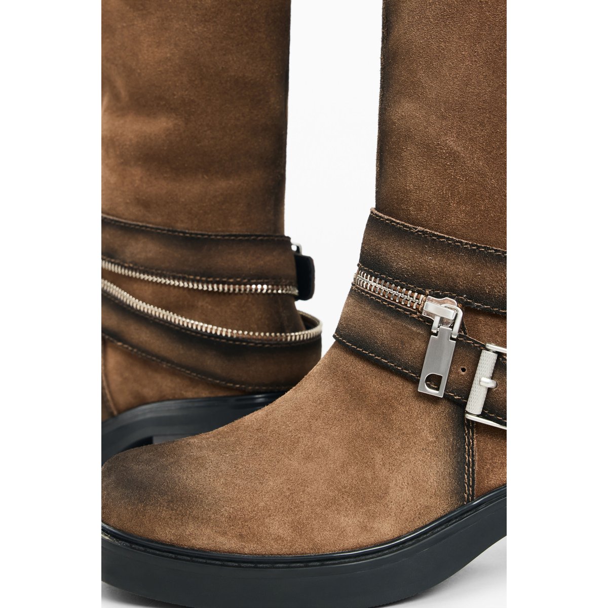 bottes plates à boucle marron, DESIGUAL