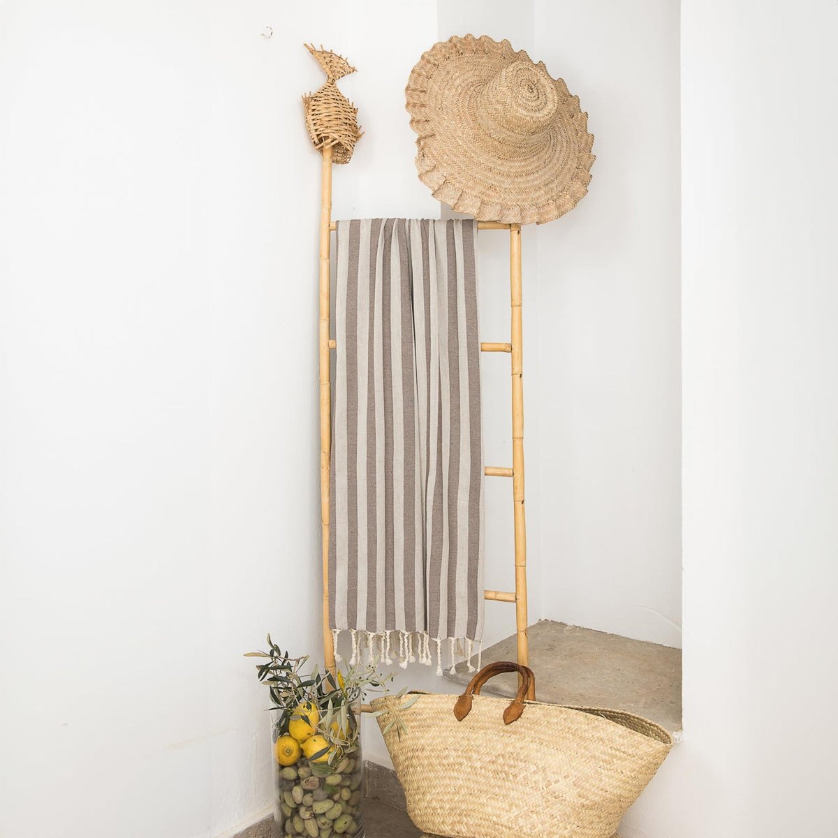 Fouta jacquard coton CAPRI taupe, FEBRONIE