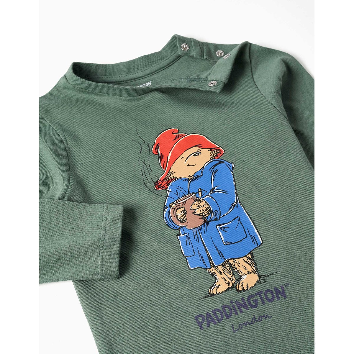 T-shirt en coton à manches longues avec Paddington vert foncé, ZIPPY