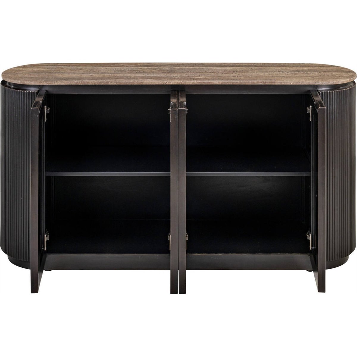 Buffet en pierre collection RUSSO, 4 Portes brun cendré et noir, RECOLLECTION