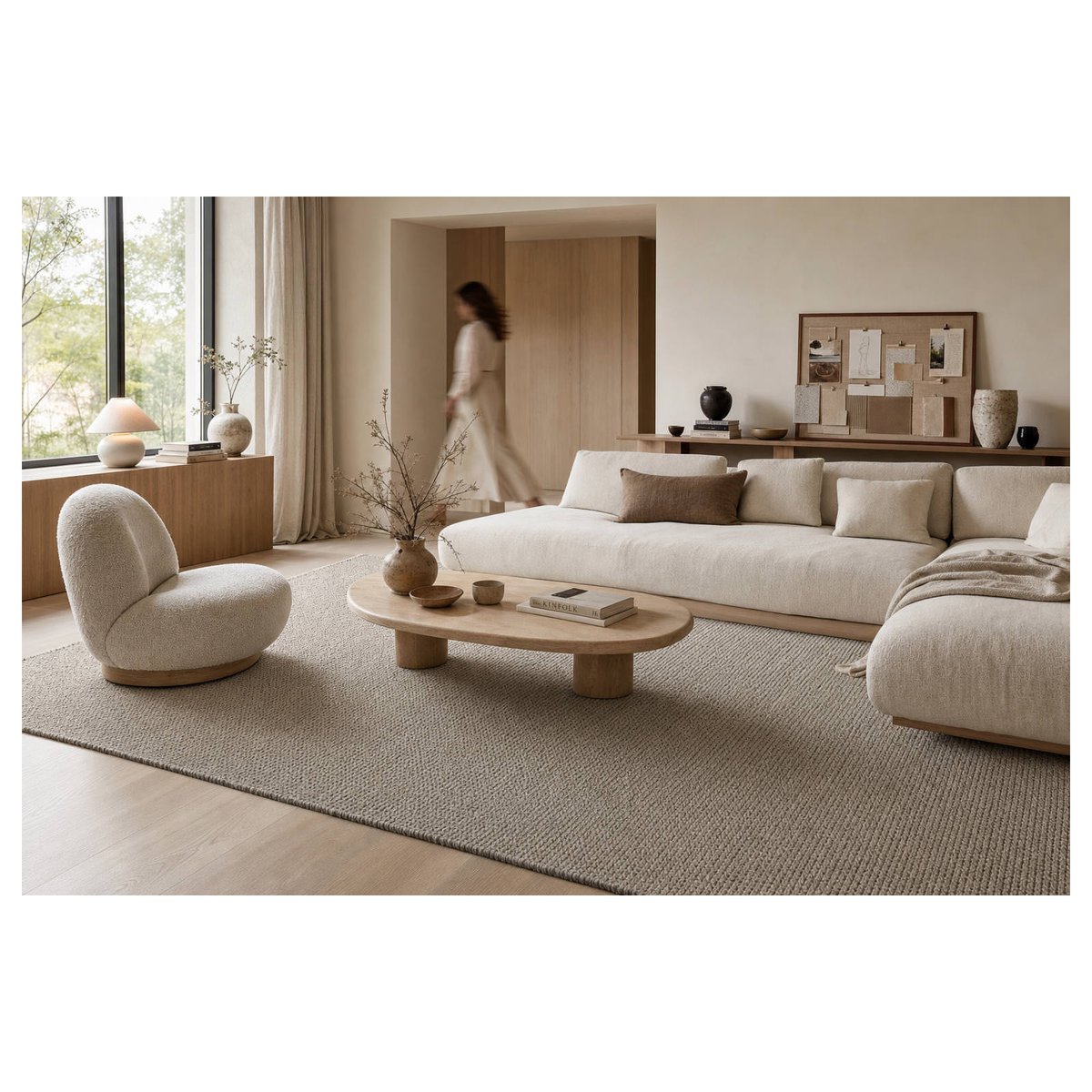 Tapis en laine tricoté main gris, RECOLLECTION