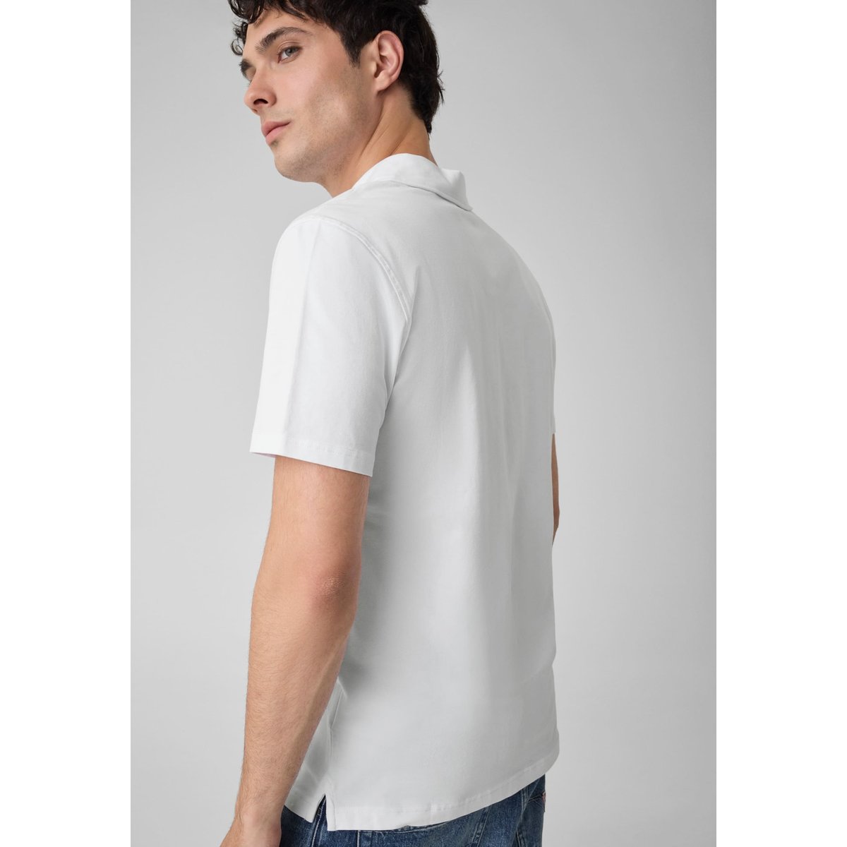 Polo Avec Logo Brodé blanc, GUESS