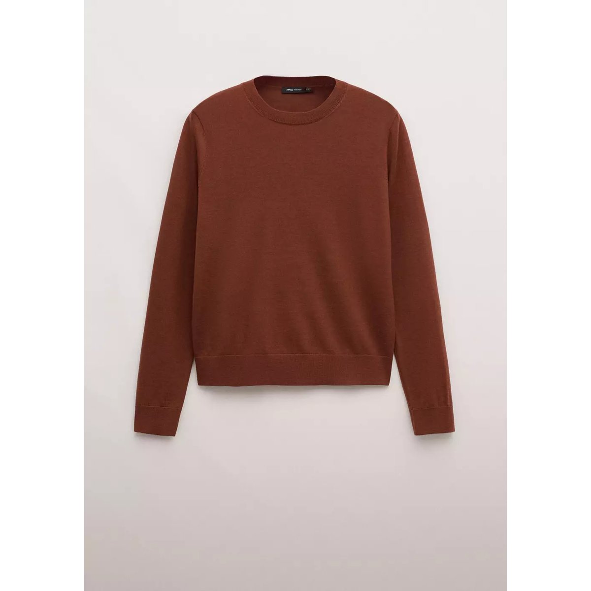 Pull-over 100 % laine col rond rouge-orangé, MANGO