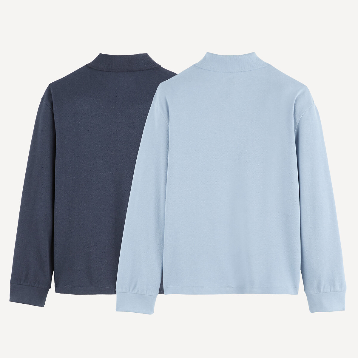 Lote de 2 polos de mangas compridas marinho + azul, LA REDOUTE COLLECTIONS