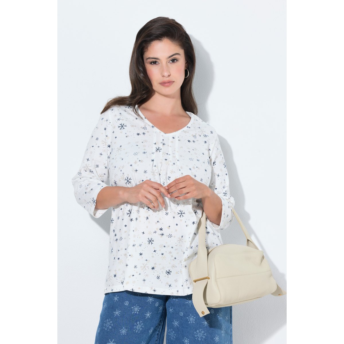 T-shirt coupe évasée blanc cassé, ULLA POPKEN