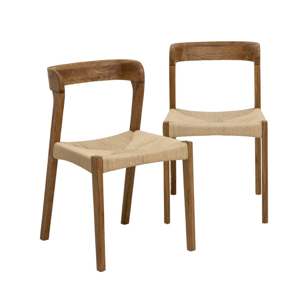 Lot de 2 chaises en bois de chêne AUREN bois clair, MADE IN MEUBLES