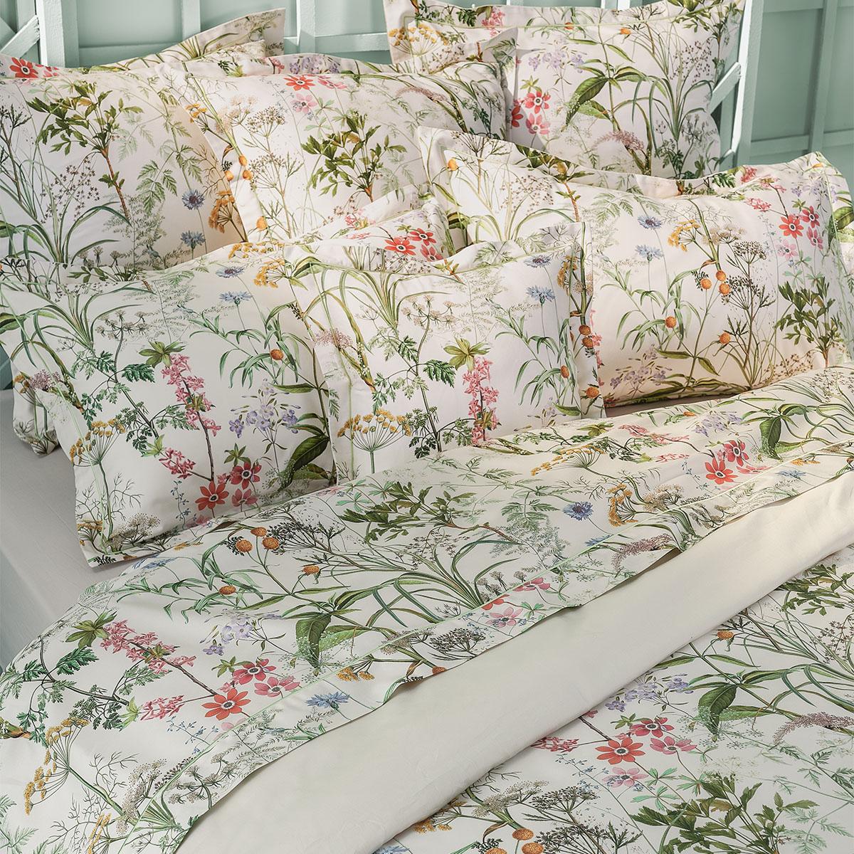 Housse de couette satin de coton PRAIRIE LEGERE beige, GARNIER THIEBAUT