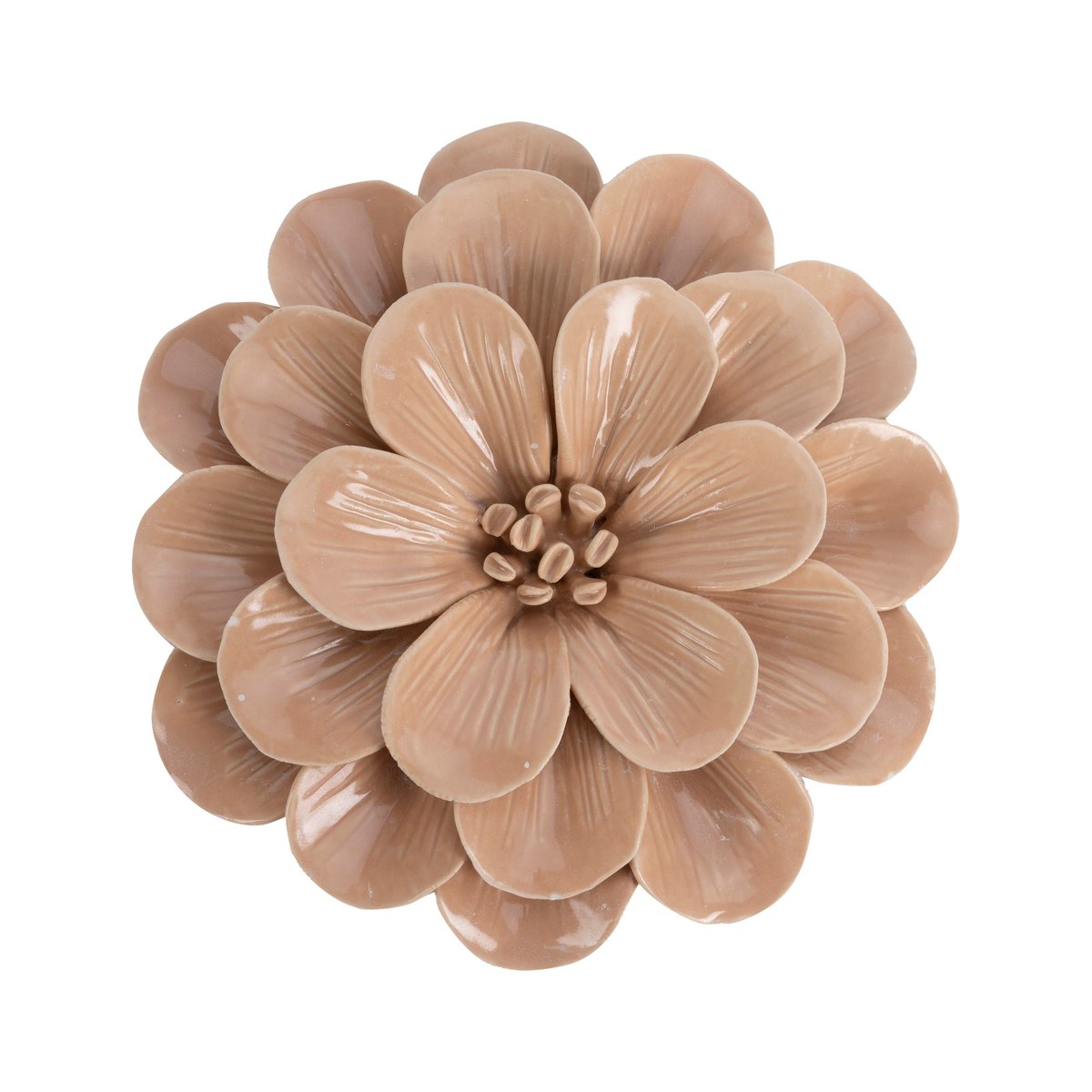Déco murale fleur céramique 17x16.5x4.7cm beige, EMDE