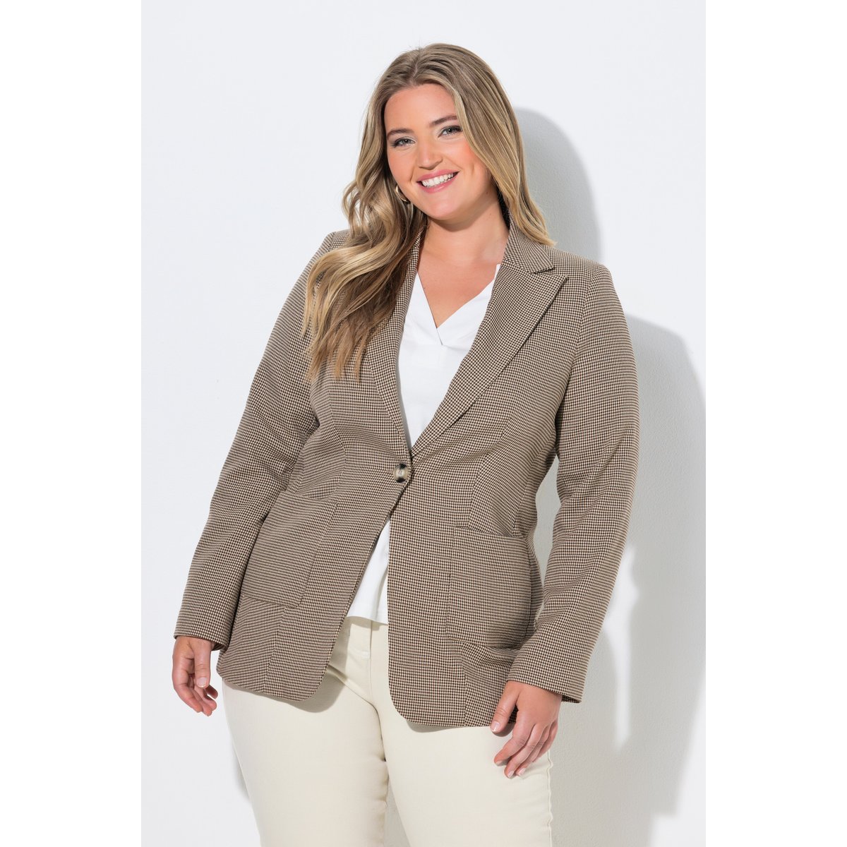 Blazer motif pied-de-poule acajou, ULLA POPKEN