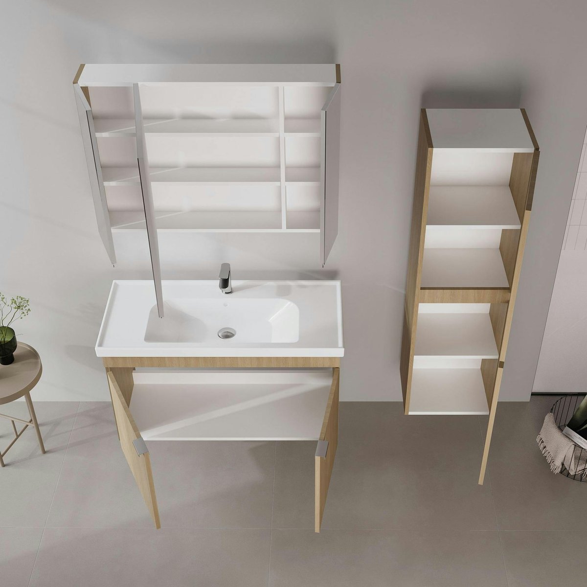 Meuble vasque suspendu 100 cm NEA chêne, PIER IMPORT