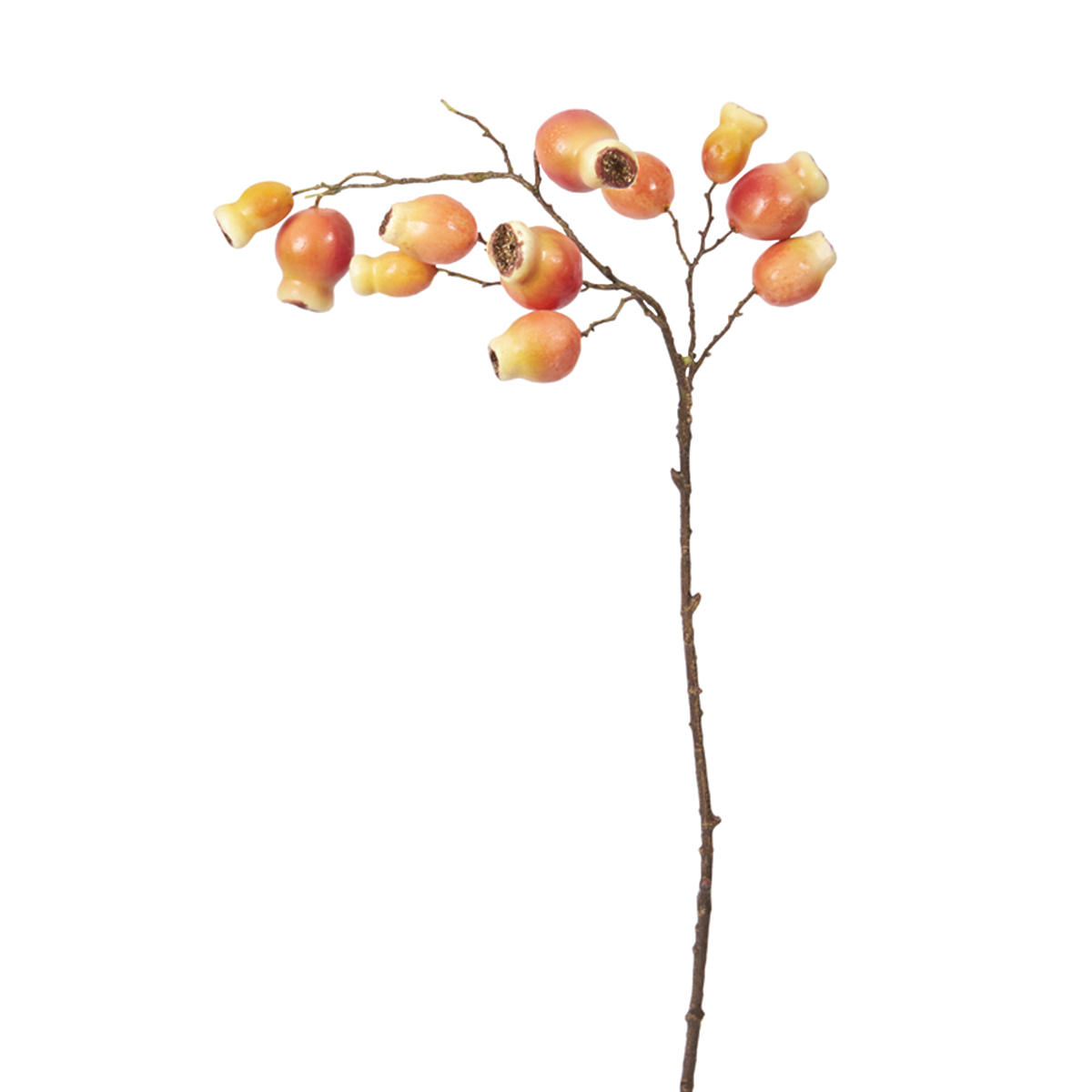Branche d'églantier artificielle H64 orange, SIA DECO