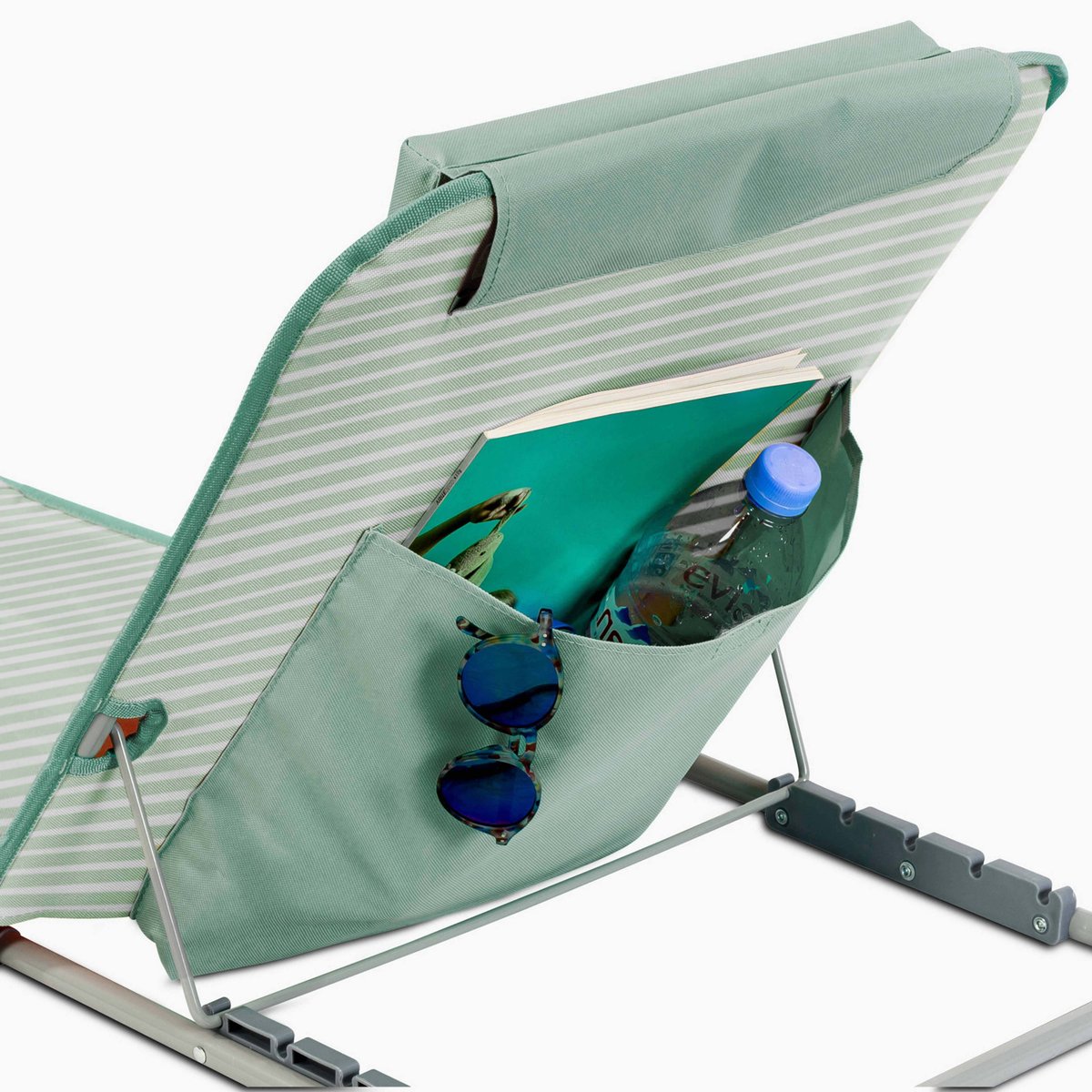 Matelas de plage pliant, inclinable 5 positions vert amande, OVIALA