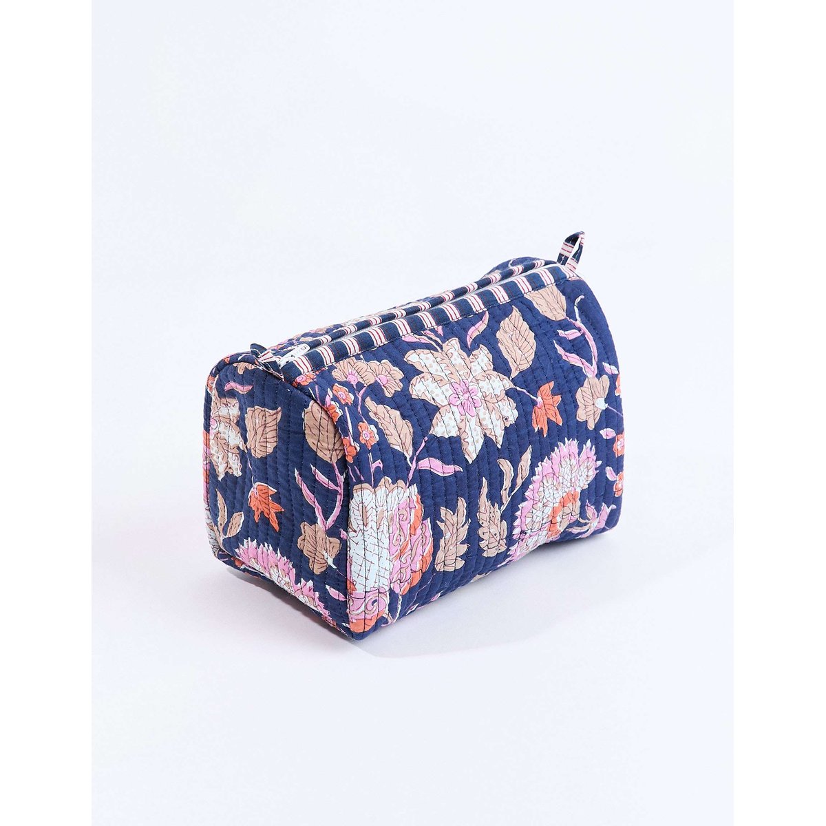 Trousse zippée coton imprimé AURA bleu ganga, LA FIANCÉE