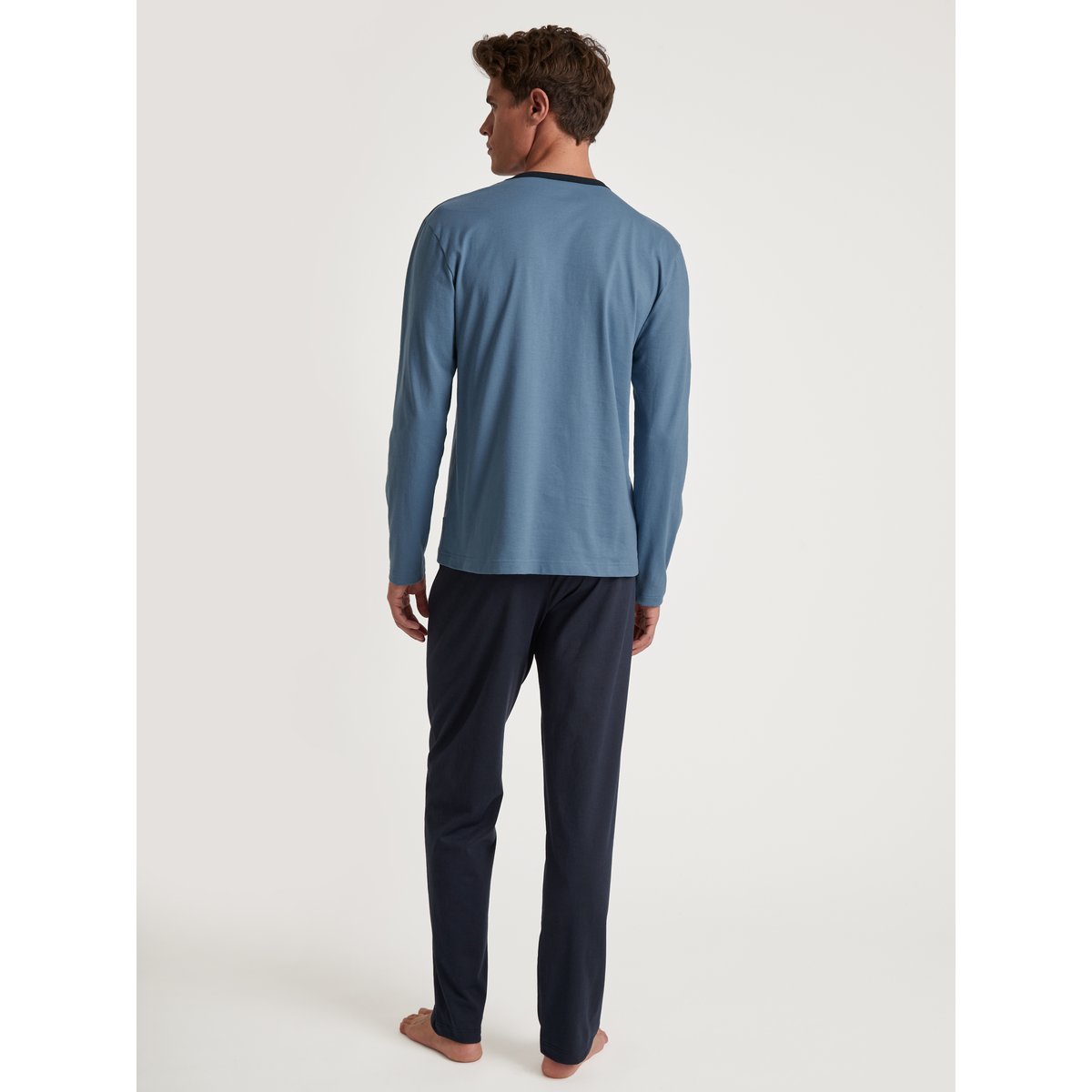 Pyjama manches longues Coton RELAX ESSENTIALS bleu couronne, CALIDA