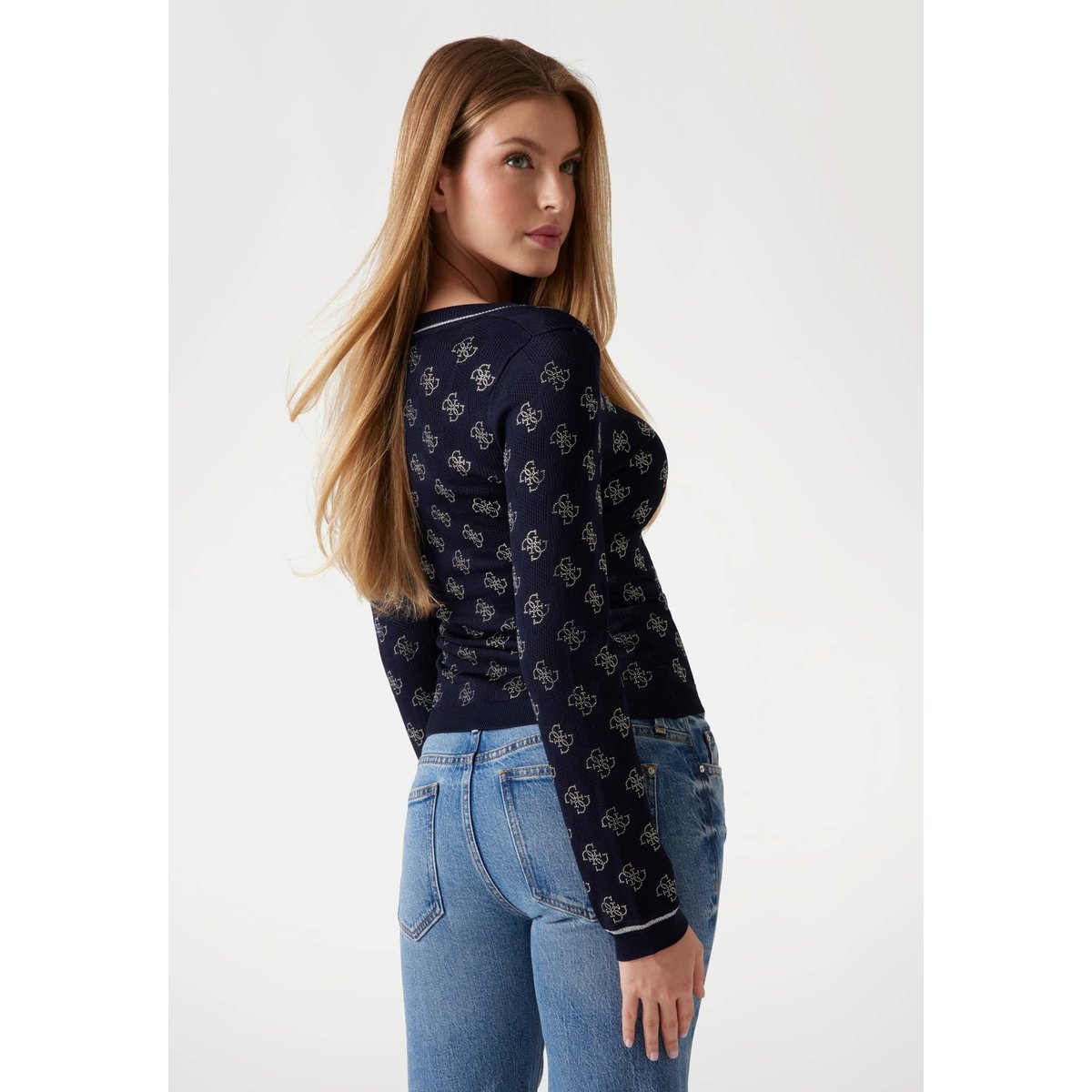 Pull Logo 4G bleu foncé, GUESS