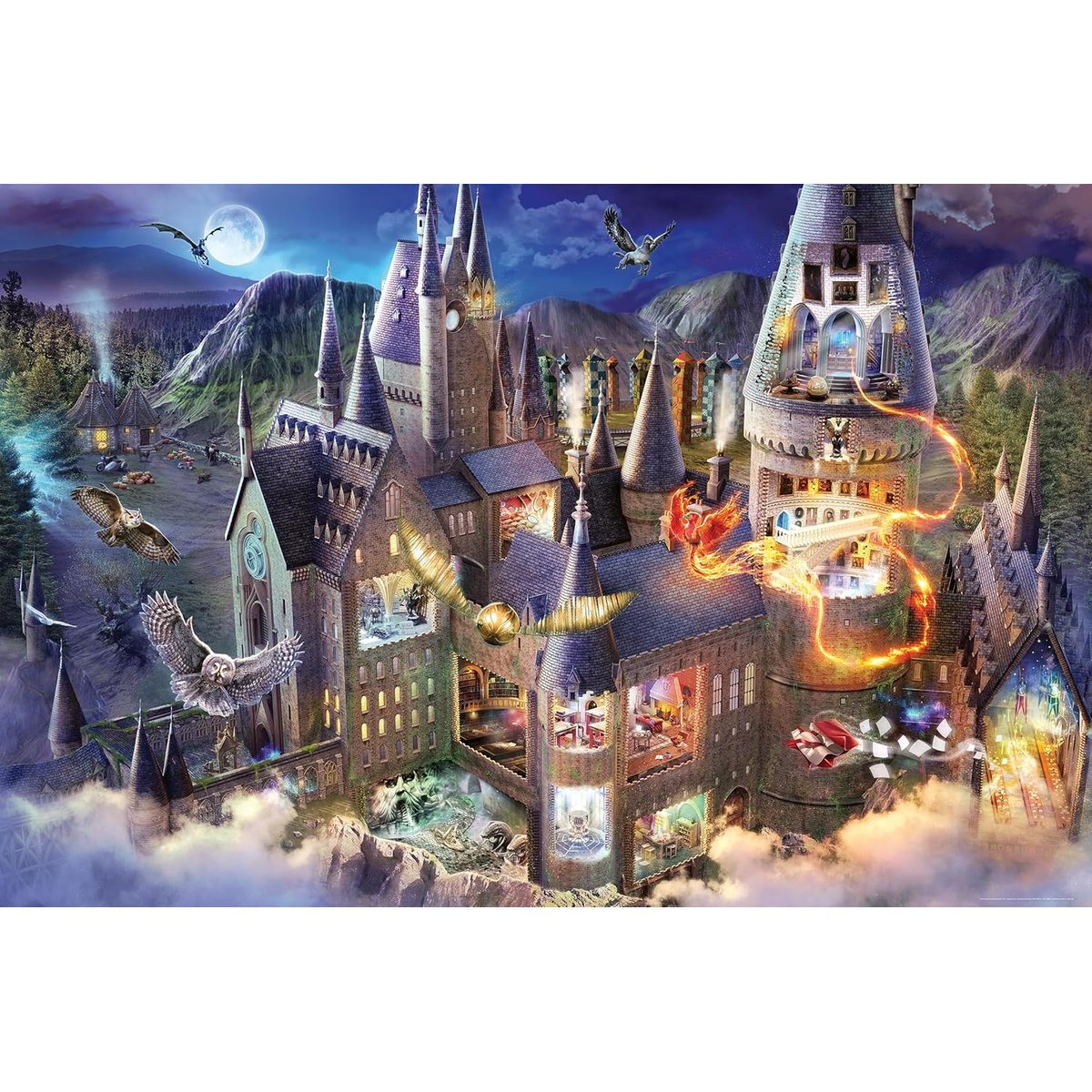 Puzzle Vue sur le château Poudlard 3000 Pcs noir, RAVENSBURGER