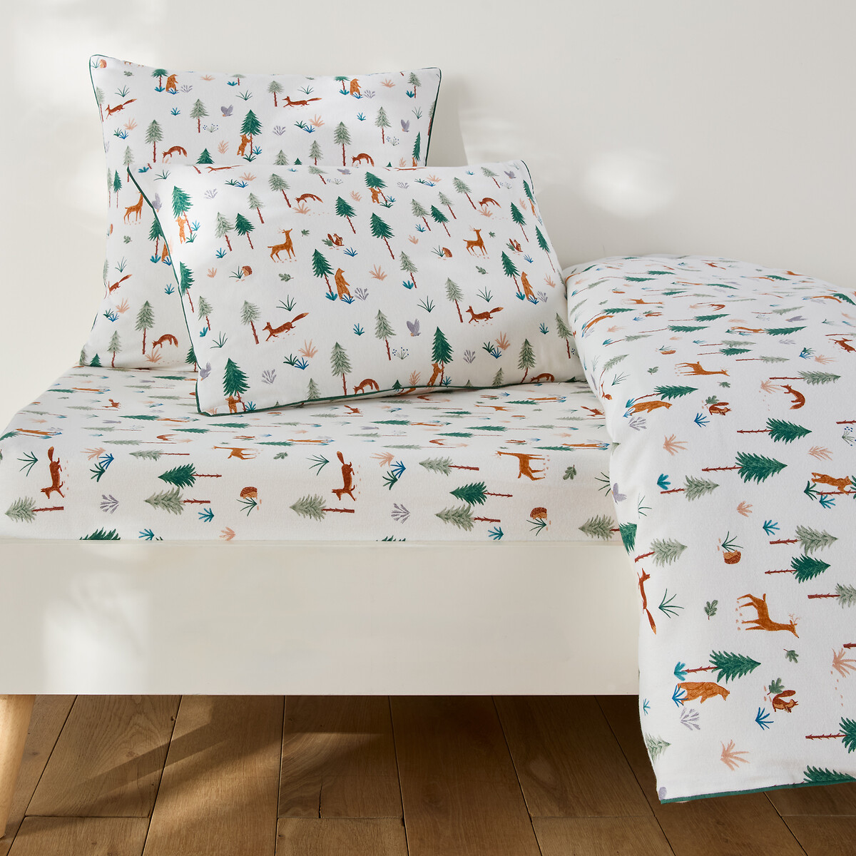 Sábana ajustable para cama infantil, de franela, altura 25 cm, estampado de animales, GRIZZLY crudo, LA REDOUTE INTERIEURS