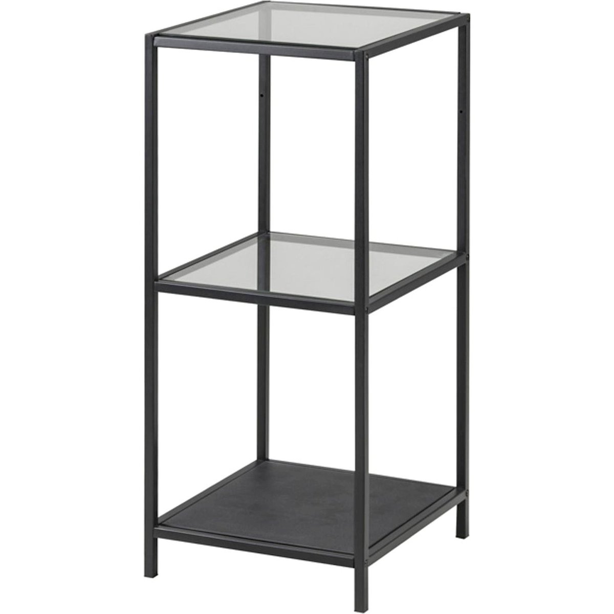 Étagère étroite en métal collection KRAPINA noir et verre transparent, RECOLLECTION