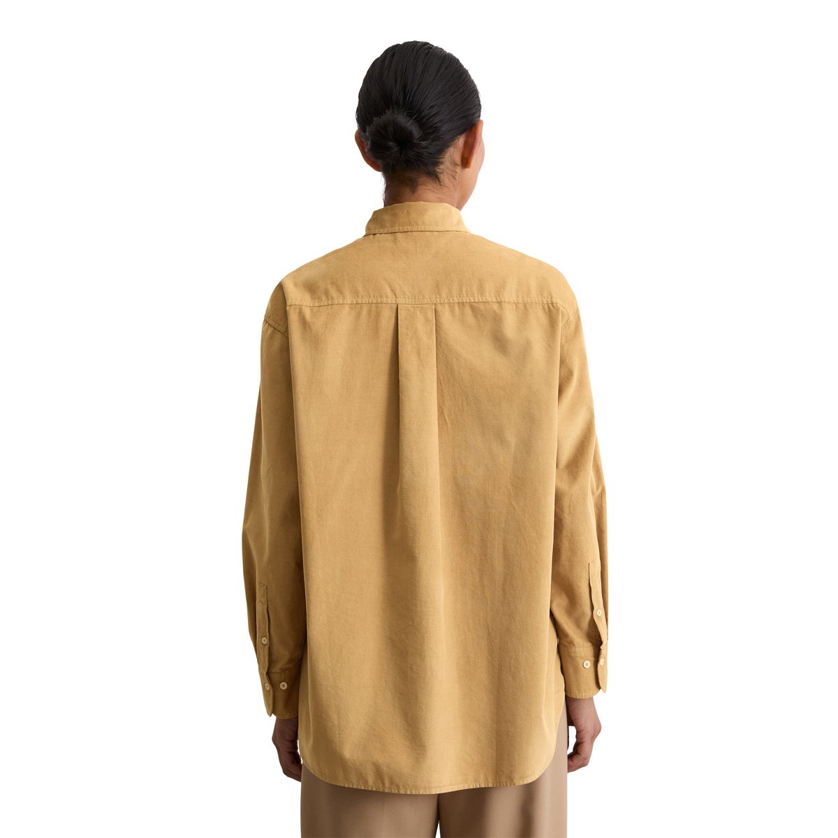 Blouse en velours côtelé fin relaxed en mélange de coton organique et de lyocell beige, MARC O'POLO