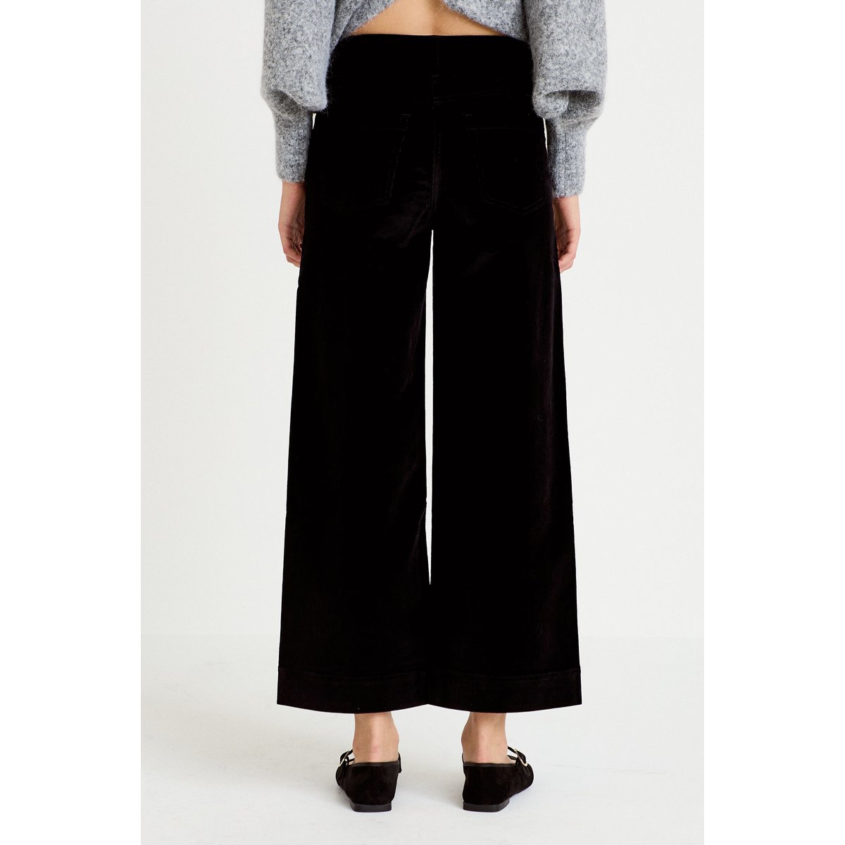 Pantalon bootcut taille haute velours noir, CACHE CACHE