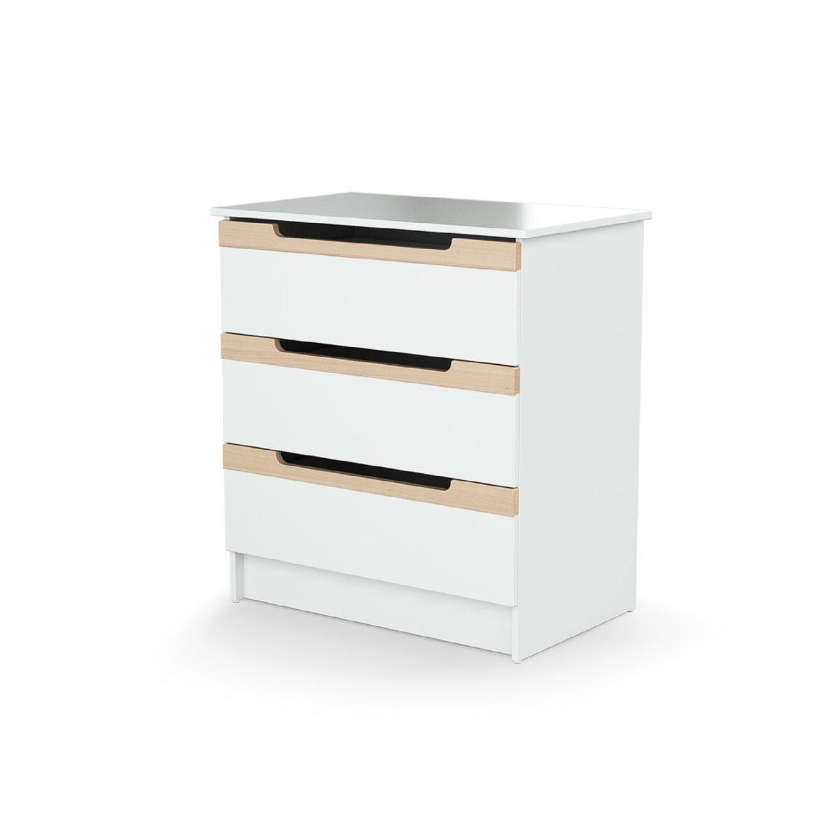 Commode à langer 3 tiroirs en bois CARROUSEL blanc et hêtre verni, JURABABY