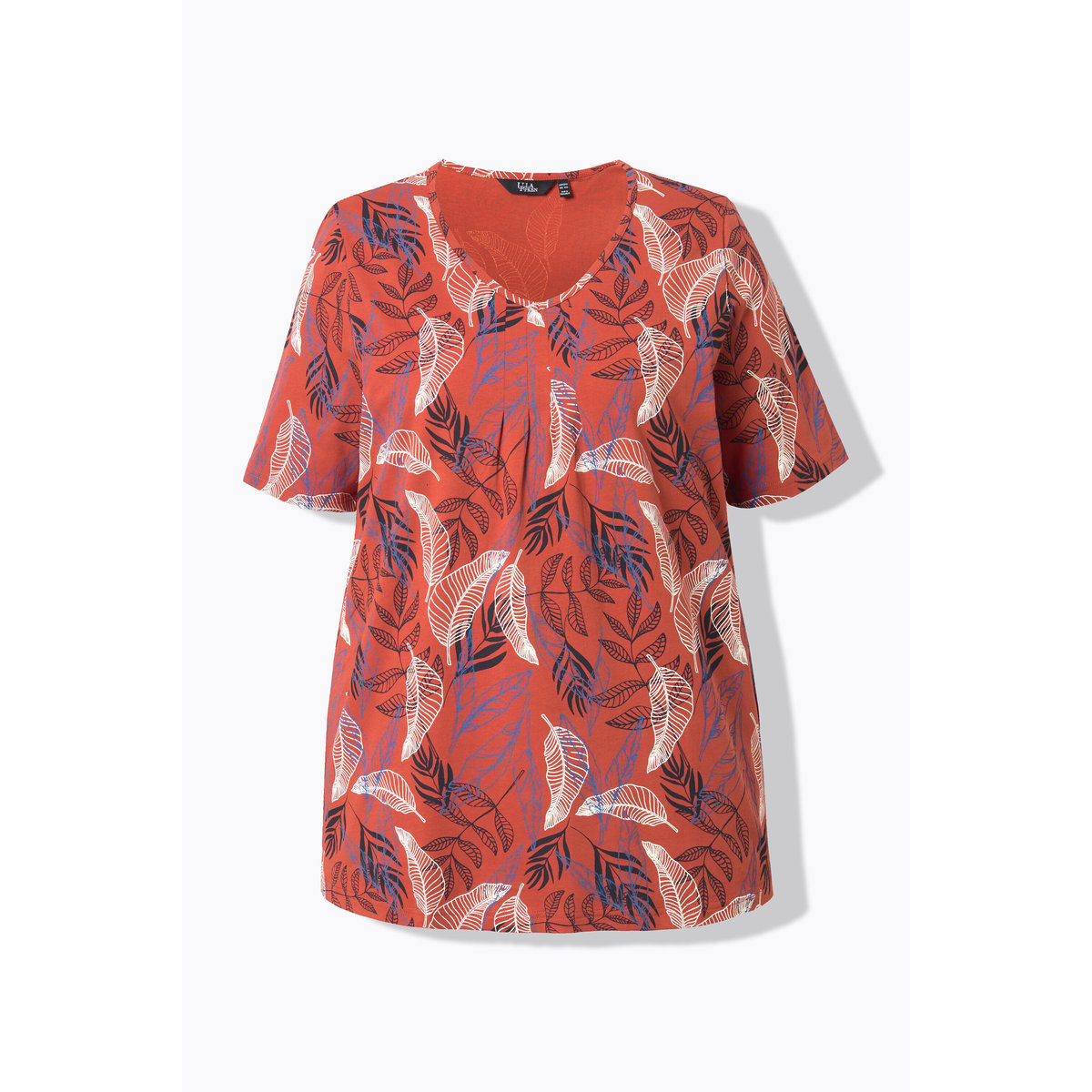 T-shirt motif feuilles, petits plis terre, ULLA POPKEN