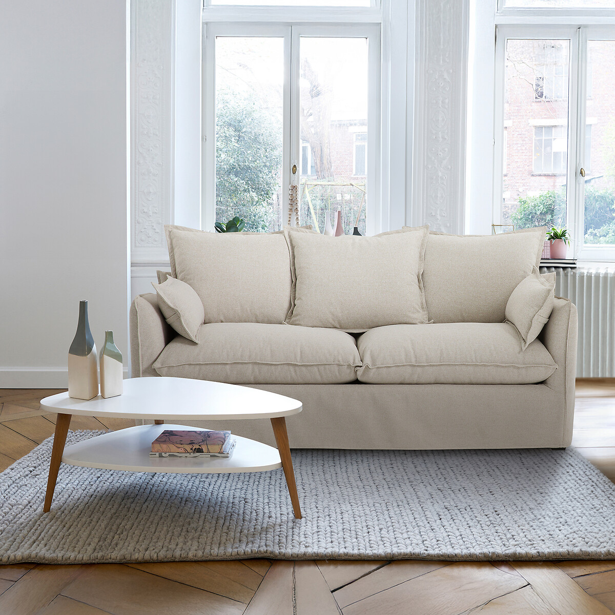 Canapé 2, 3, 4 ou 5 places, déhoussable, en polyester, ODNA ecru, LA REDOUTE INTERIEURS