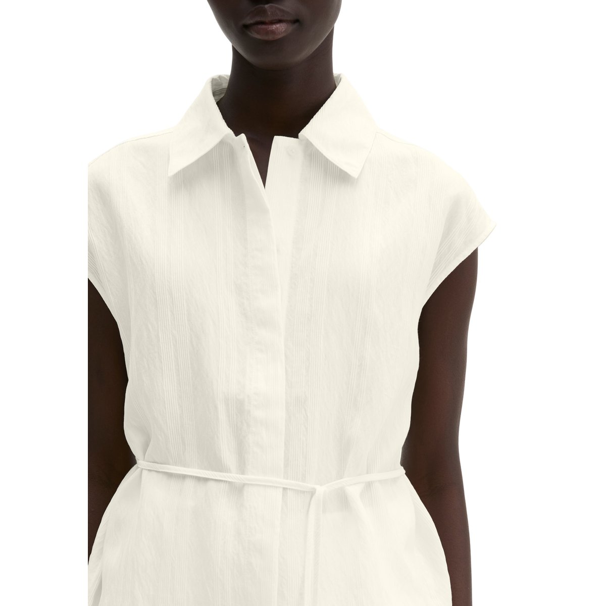 Blouse crinkle sans manches regular en LENZING™ ECOVERO™ blanc, MARC O'POLO