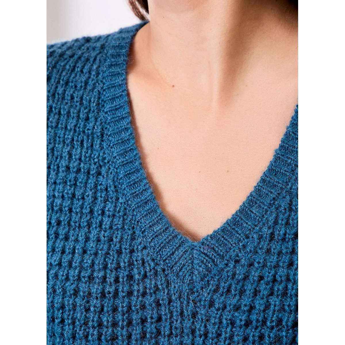 Pull sans manches maille fantaisie PASCALE bleu, PRINCESSE NOMADE