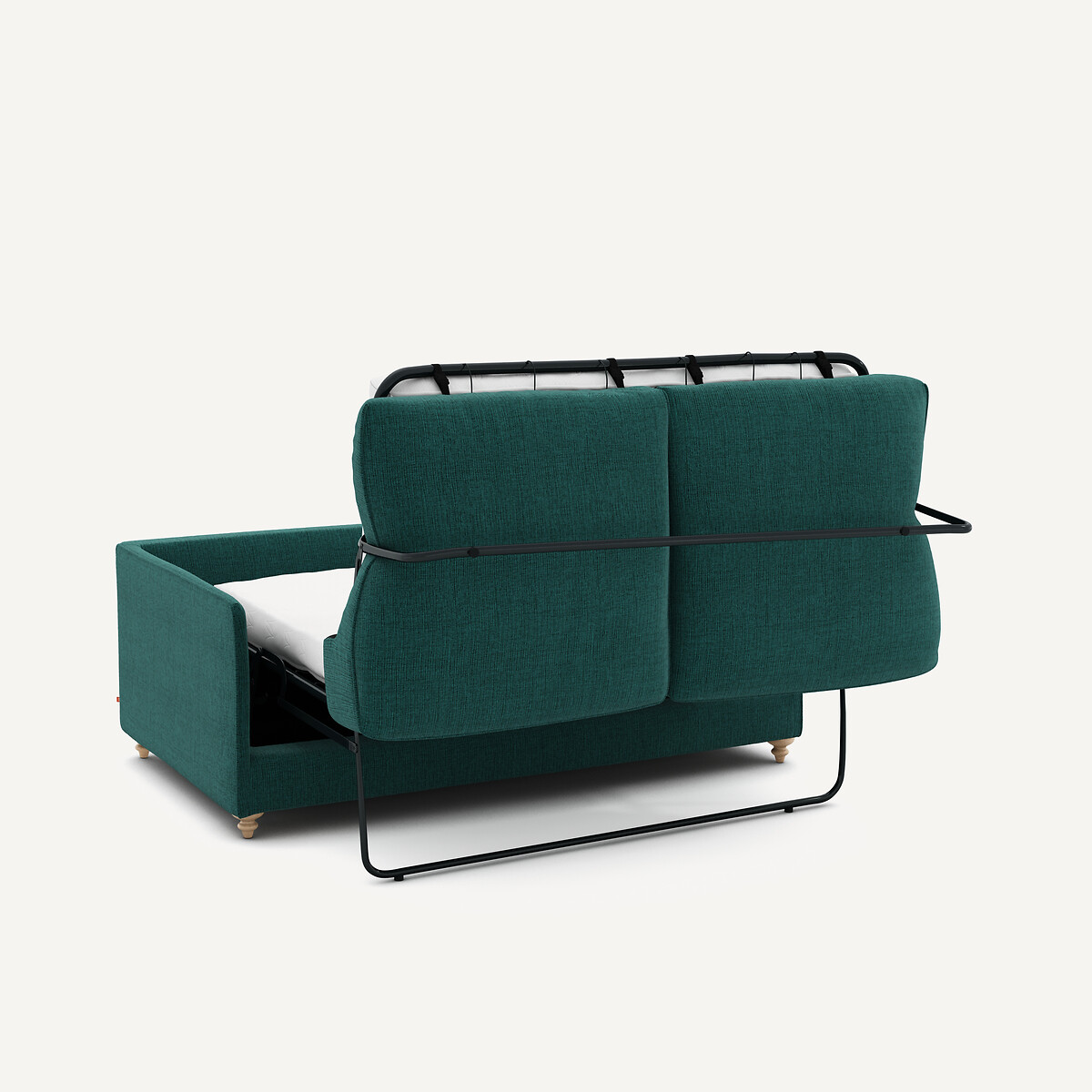 Canapé compact convertible 3 places, en toile jaspée, LAZARE vert de minuit, AM.PM